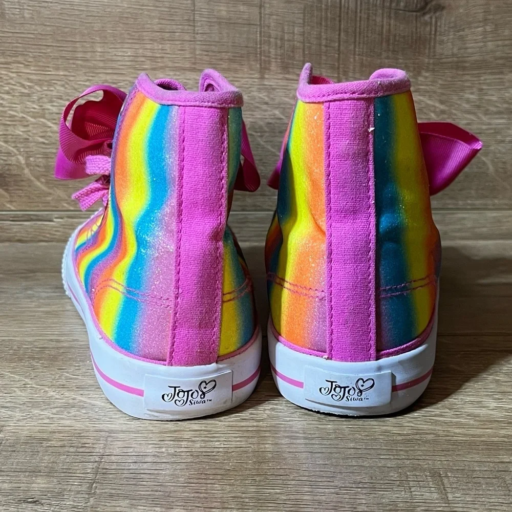 JoJo Siwa Legacee High Bow Sneaker‎ Shoes Rainbow Glitter Girl's Size 4 Lace Up